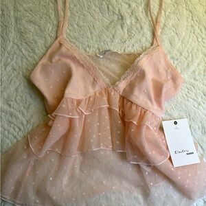 Electric Family Pink Sheer Polka Dot Top